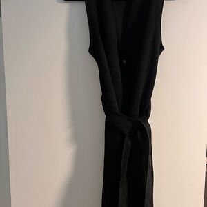 Sleeveless Black Tie Waist Vest